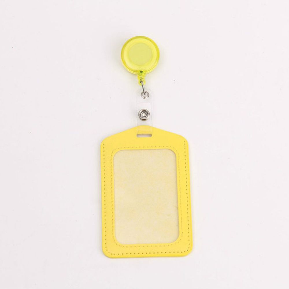 Work ID Card Retractable Pull Badge Holder Transparent Card Cover Student Card Sleeves Bus Card Holder Credit Cards Protector: light yellow