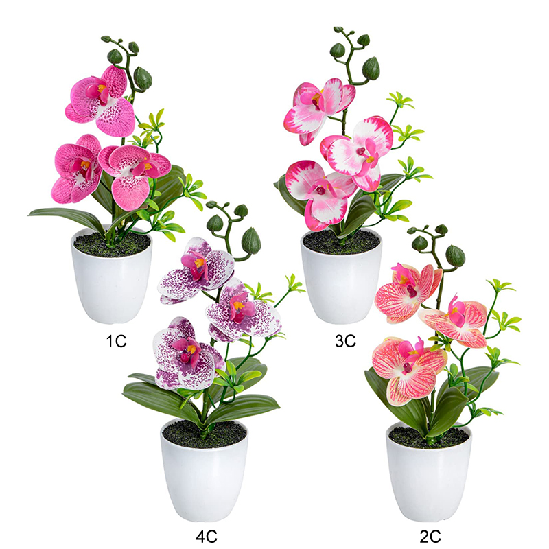 Fleur d'orchidée artificielle, fausses plantes d'orchidées, Phalaenopsis bonsaï, en pot pour l'extérieur et l'intérieur, pour le bureau, la maison, la fête de mariage, décoration intérieure