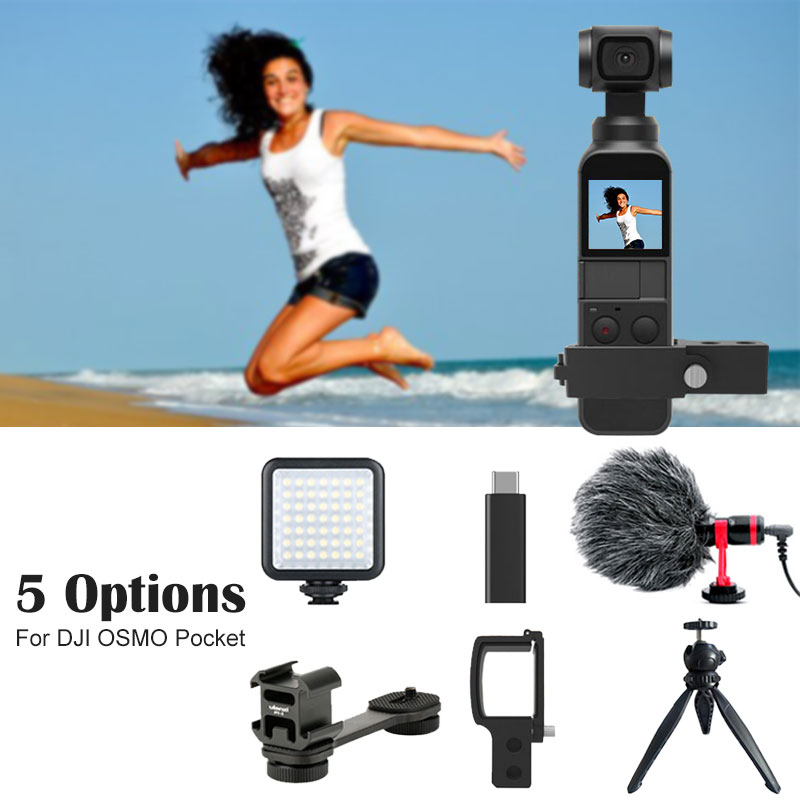5 Options Kits Extension Mount Microphone 3.5mm Mic Adapter Mini Desk Tripod Pt-3 Gimbal Mount For DJI OSMO Pocket Accessories