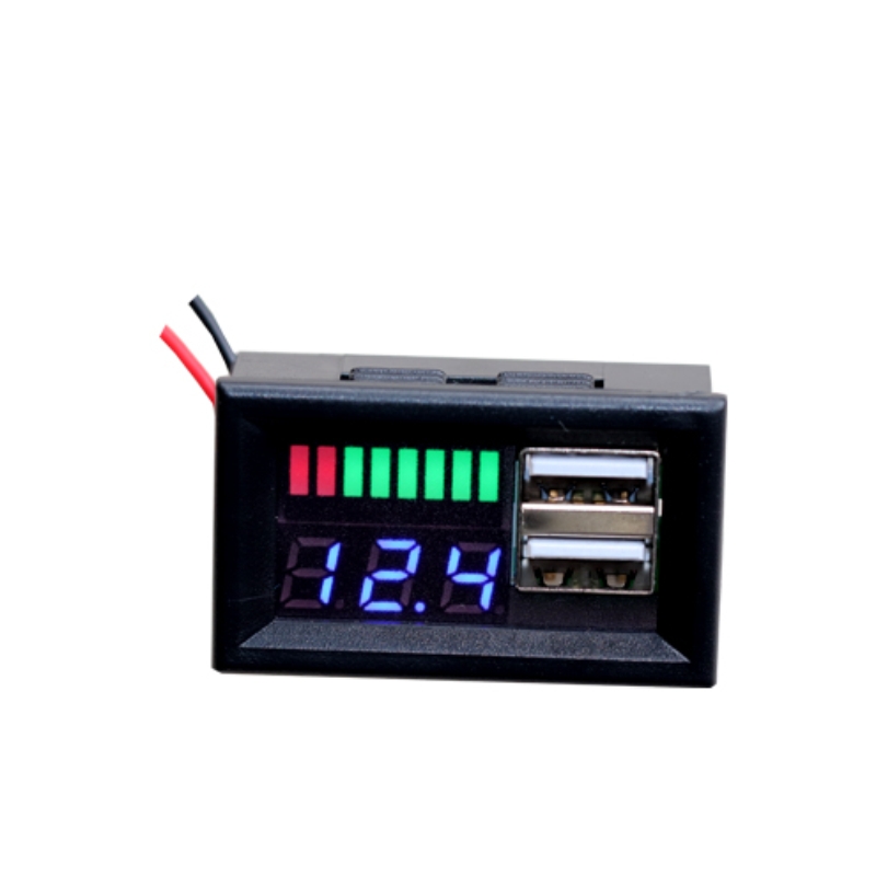 Led digital display voltmeter spänningsmätare volt tester dubbel usb 5v 2a för  dc 12v bilar motorcyklar fordon batterikapacitet