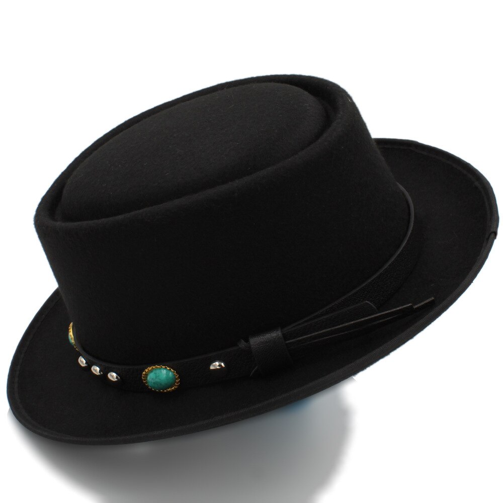 Chapeau plat en laine pour homme, chapeau Fedora, pour homme, papa, joueur, fascinateur, Trilby, église, taille 58cm