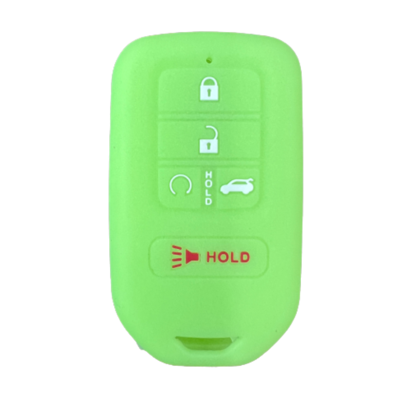Housse de protection en Silicone pour clé, ensemble de capot pour Honda Pilot Accord Civic CRV, télécommande sans clé à 5 boutons: Luminous green