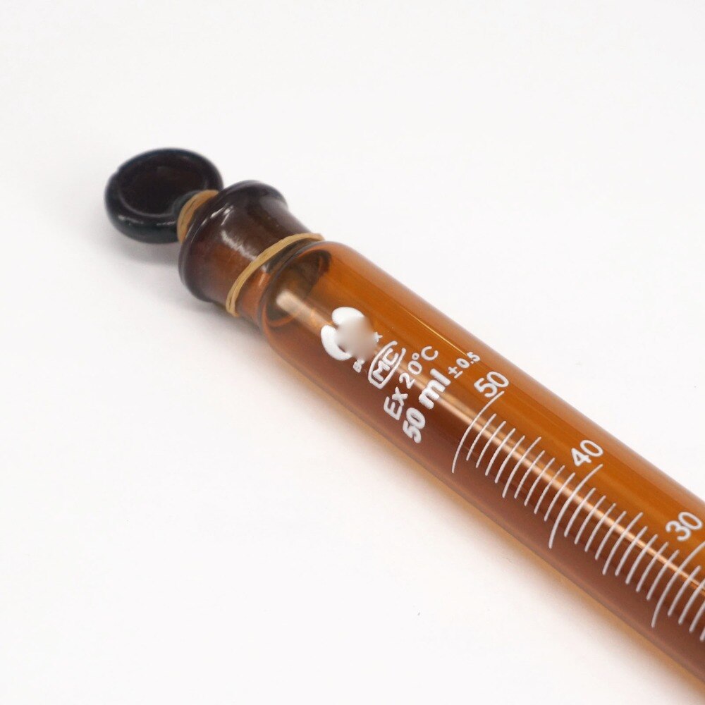 50ml Graduated Line Lab Brown Glass Test Tube Round Bottom with Stopper