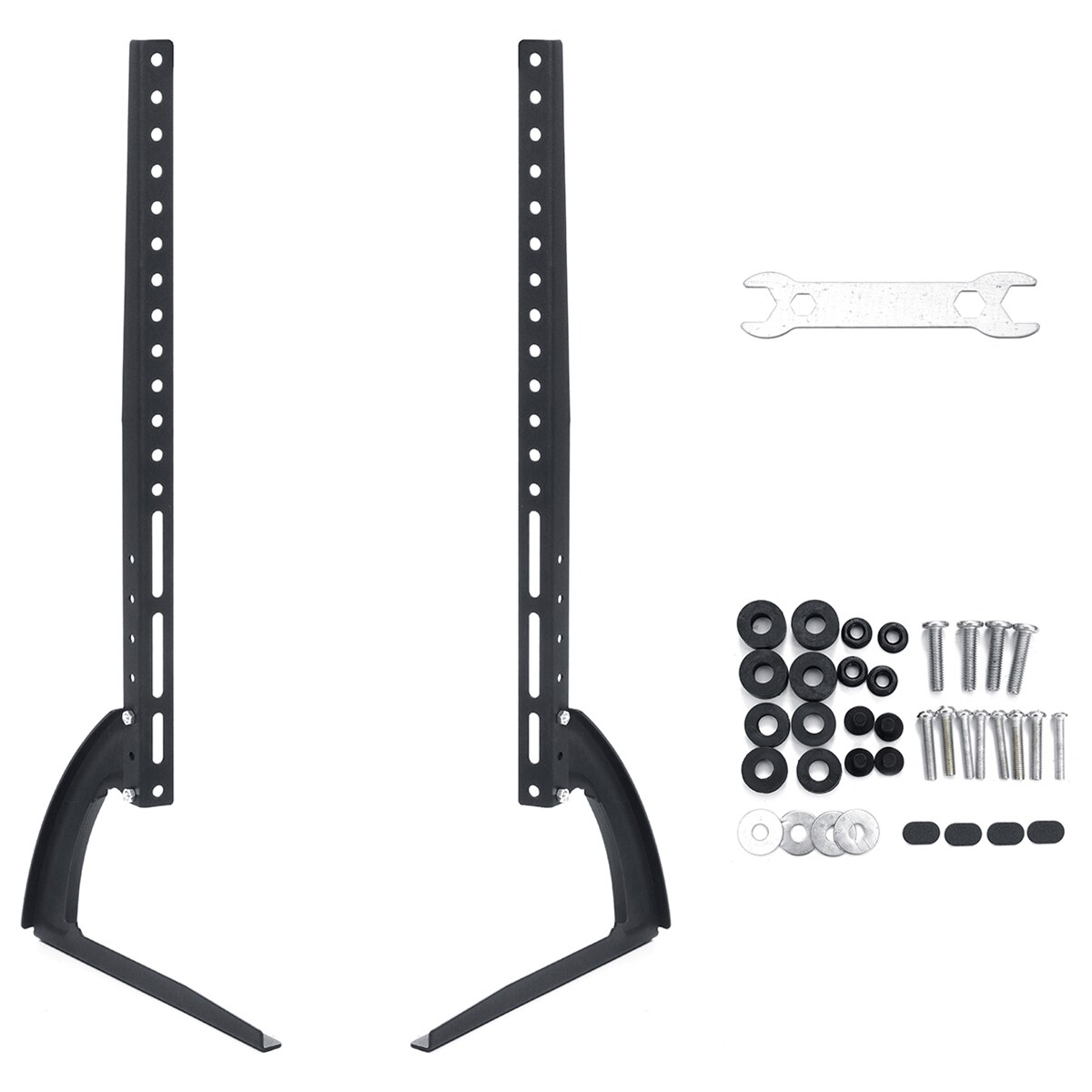 26-75inch Universal TV Stand Base Plasma LCD Flat Screen Table Top Pedestal Mount Height Adjustable Black Load Up to 45KG