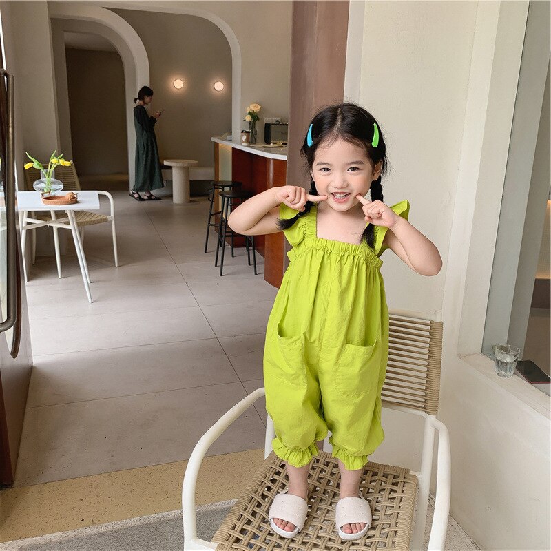Sommar flickoveraller barn koreansk jumpsuit flickoverall