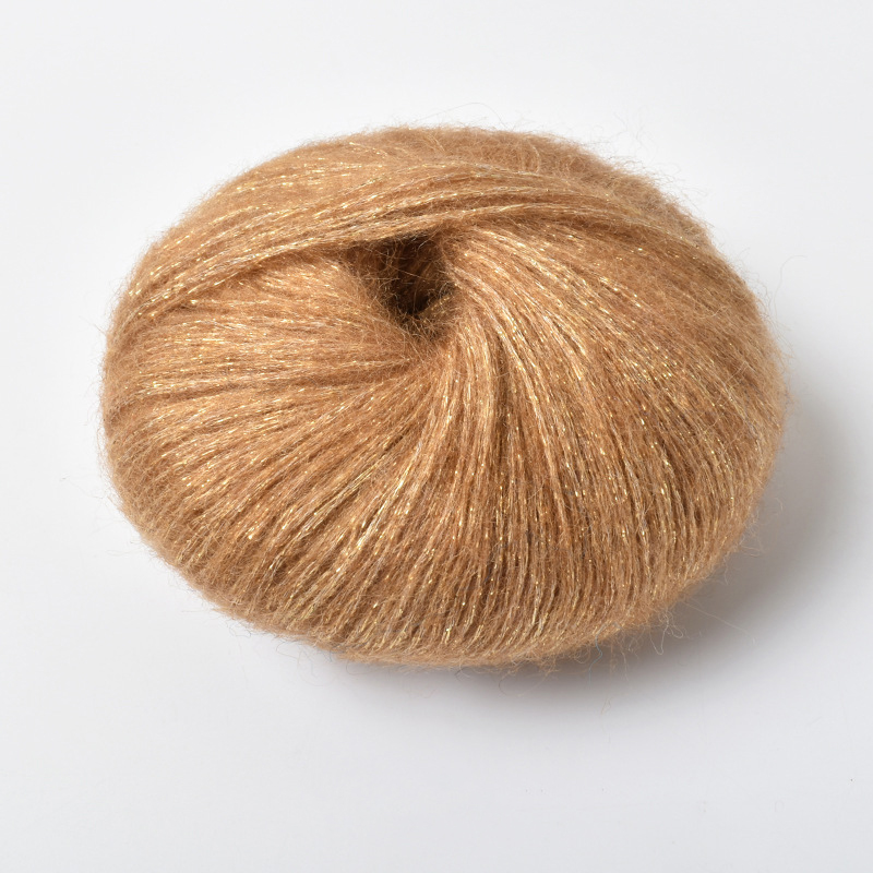 Rouleau de fil Mohair à paillettes au Crochet, 25g/rouleau, fil de laine doux et pour bébé, bricolage, tricot à la main, pull, châle, chapeau, fil de dentelle, fournitures de couture: Beige