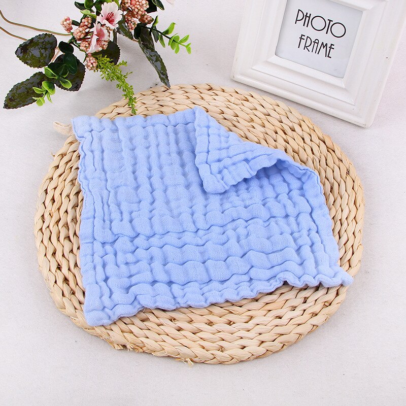 5pcs/set 30*30CM Baby Face Hand Towel 100% Cotton Gauze 6 Layers Infant Wash Cloth Saliva Towel Toddler Face Towel: Blue