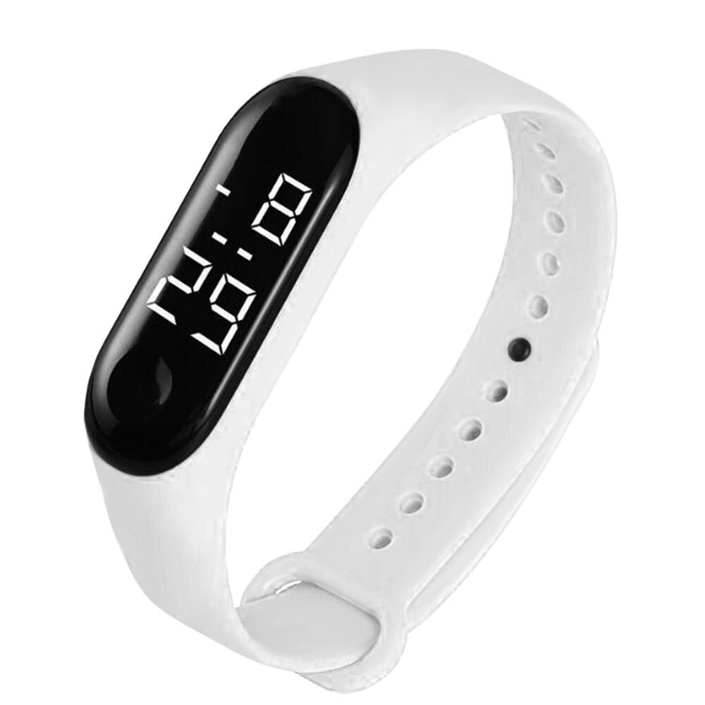 Relojes con Sensor táctil electrónico para hombre y mujer, pulsera con LED, resistente al agua, para deportes electrónicos, de natación para amantes de los estudiantes, con caja de PP: Blanco