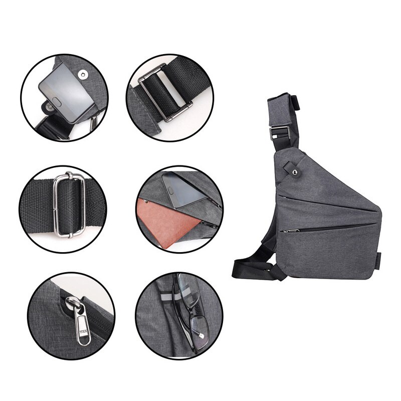 Heren borsttassen anti-diefstal messenger bag heren schoudertassen heren verborgen borsttas heren retro crossbody sling bag