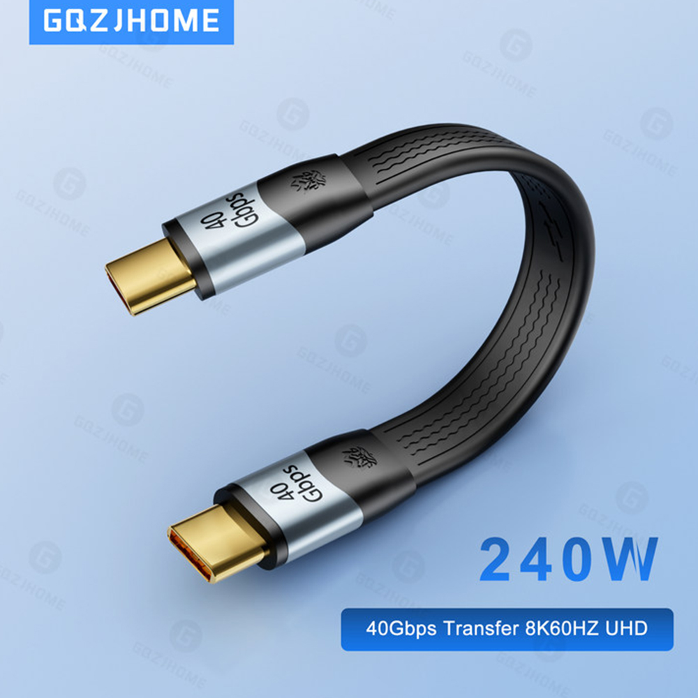 Krótki kabel USB C 40 Gb/s Kabel USB4 kompatybilny z Thunderbolt 4/3 PD 240 W Szybkie ładowanie dla SSD iPhone 16 Power Bank