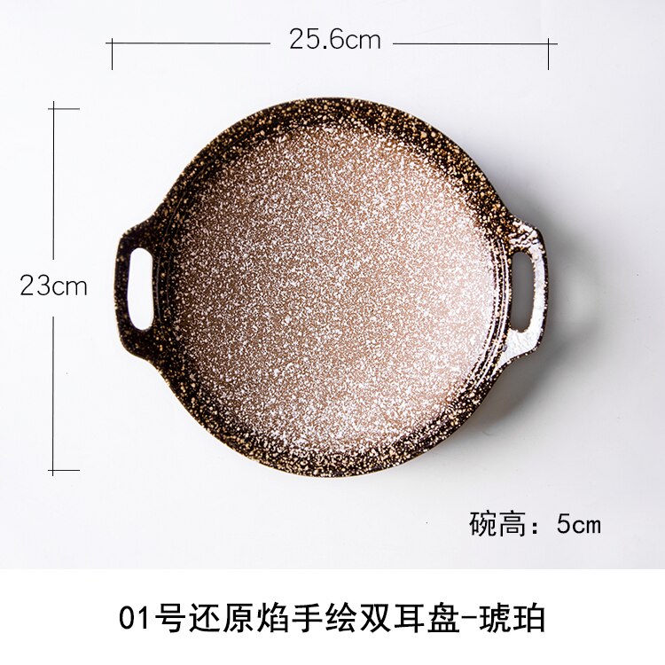 Bone China Food Plate Dinnerware Hand-Painted Ceramic Pottery Tableware Round Bina Dish Plate Salad Plate: A