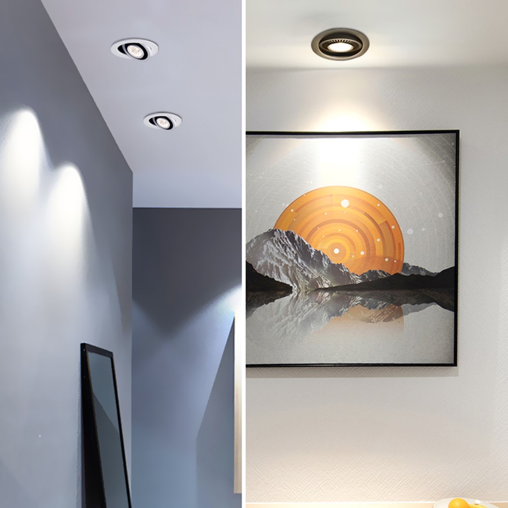 Dimbar led-downlight infälld led-spotlight för taket 5w 7w 12w 220v nedåtriktad lampa, 360 grader roterbar rumsbelysning, lampa