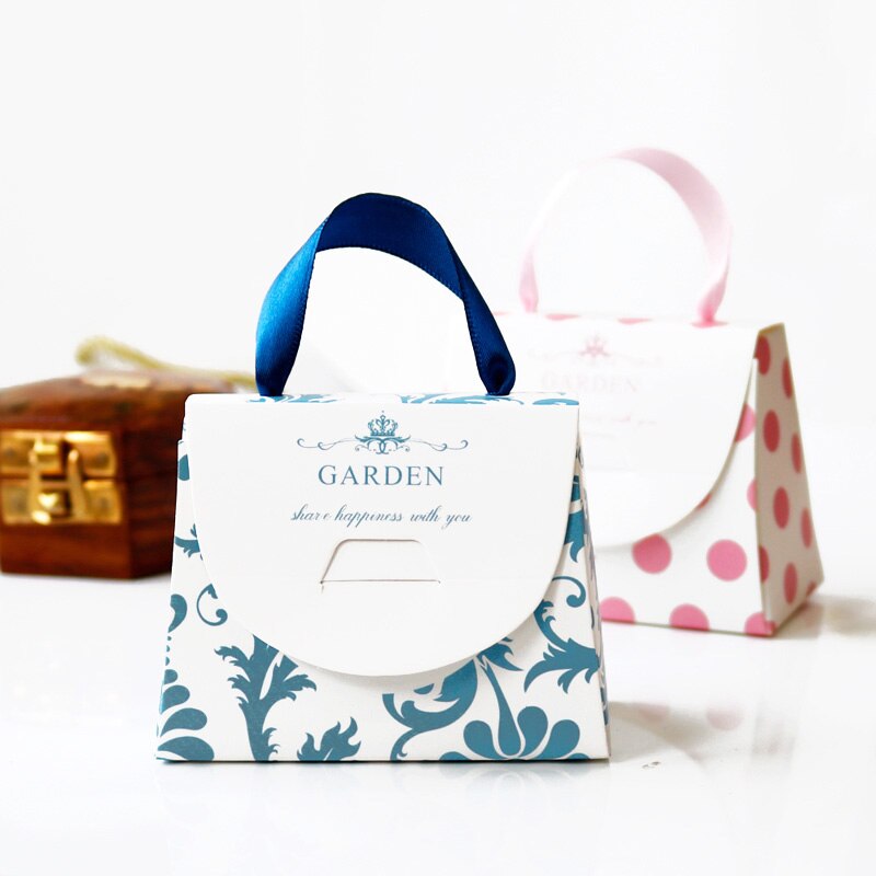 10pcs Floral Paper Storage Box Cute Pink Dot Handbag Box School Office Desk Accessories Stationery Pencil Organizer