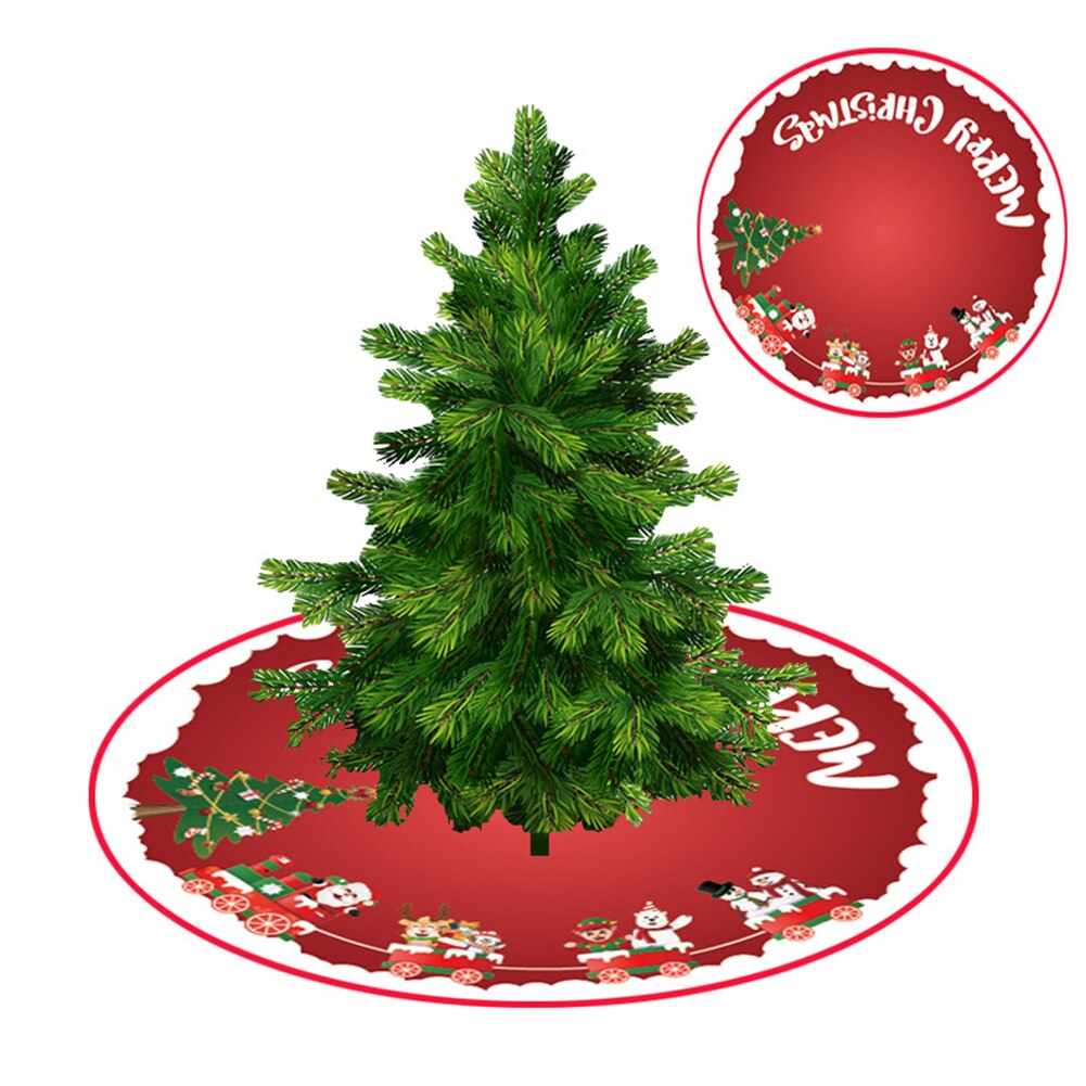 90cm Christmas Tree Skirts Floor Mat Personality Exquisite Wear-resistant Plush Edge Cover Year Xmas Party Home Decoration