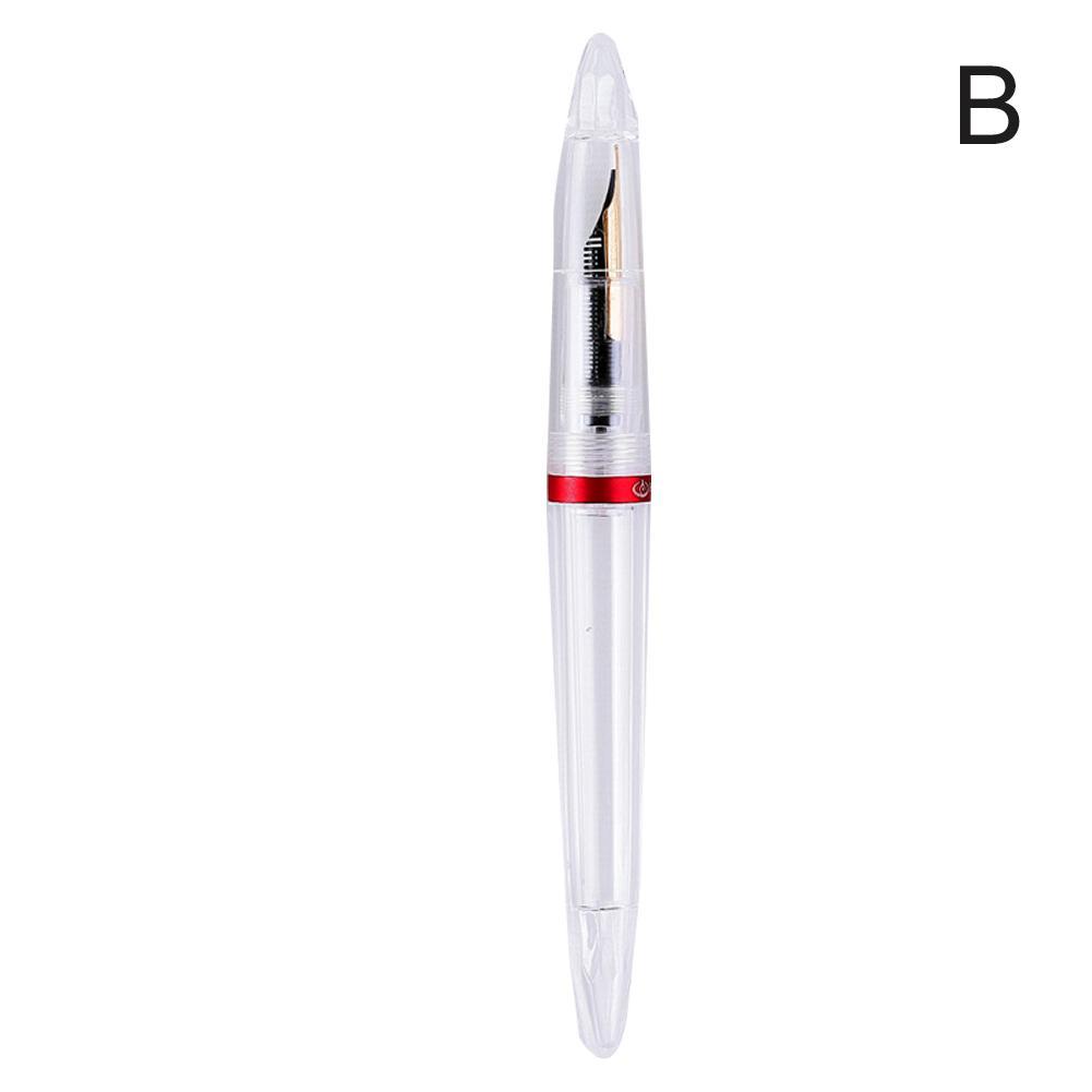 Hög kapacitet reservoarpenna transparent klar pipett skola nib fontänpenna penna kontorsmaterial 0.5mm pe  u8 m 4: B