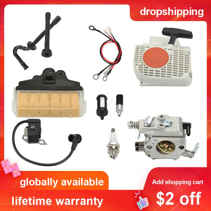 Kit de carburateur Ture Up pour Stihl MS230 MS250 021 023 025 MS210, démarreur à bougie de recul, filtre à Air, bobine d'allumage