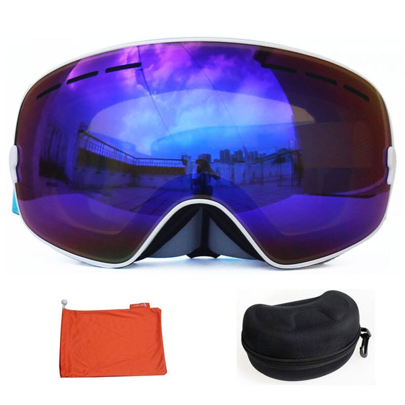 Benice double Layers UV anti-fog lens Men ski goggles big spherical skiing snowboarding snow glasses Eyewear 3100 Set case