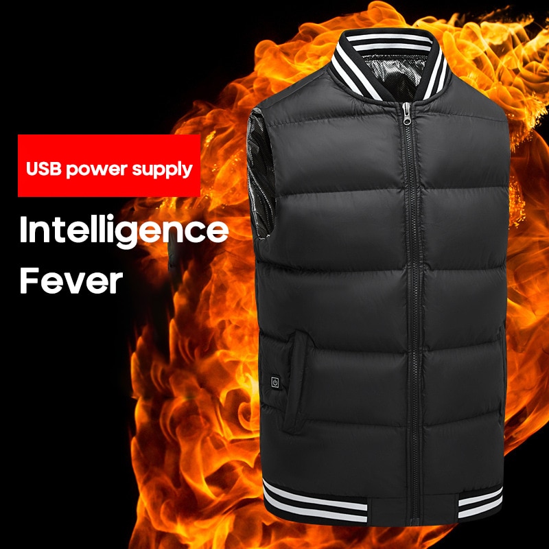 Winter Smart Self-heating Vest for women Cotton-padded Clothes Solid Color Sleeveless Vest Men's USB Charging Plus Velvet Jacket