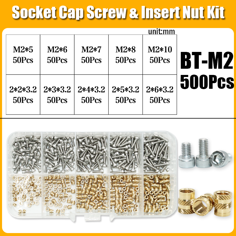 Messing Inzetmoer Met Soldeerbout Tip Set 3d Printer Melt Gekartelde Warmtedraad Insluiting Koperen Moeren 304 Roestvrijstalen Schroef: Paars
