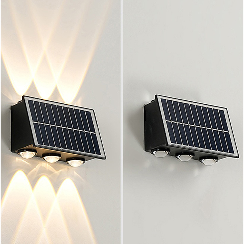 Led solcellevæglampe udendørs  ip65 vandtætte have dekorative væglamper rgb op- og nedbelysning udendørs led solcellelampe