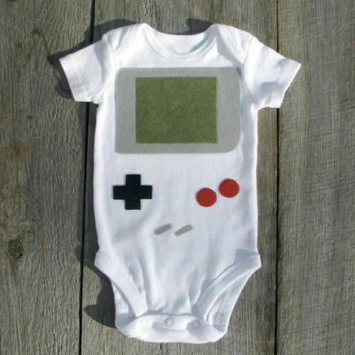 0-24M Baby Boys White Game Machine Bodysuit Kids Casual Jumpsuit Girls Outfits Infant Clothes Set: 6M
