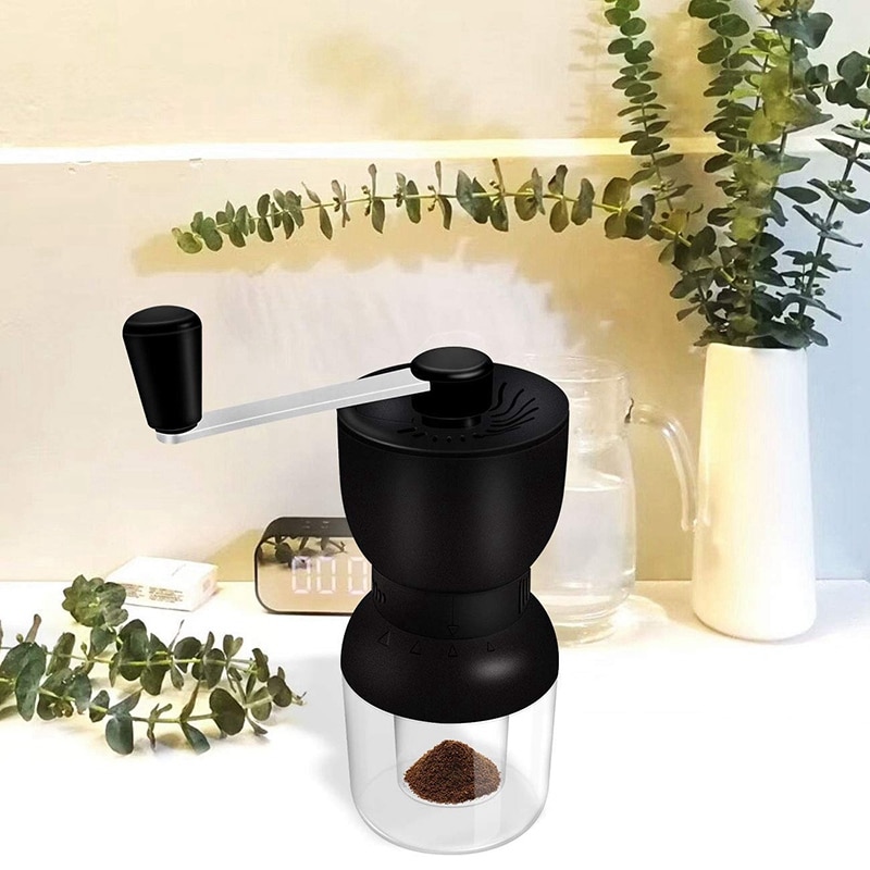 Manuel kaffekværn med keramiske grater, lhs håndkaffemølle med to beholdere, der kan justeres grove genopfyldelige låg: Default Title