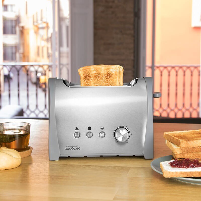 Cecotec in Acciaio e Brindisi 2S 800W Capacità per 2 Brindisi Pannello Tostapane Sbrinamento e Riscaldare Funzione di Spegnimento Automatico E pop-su