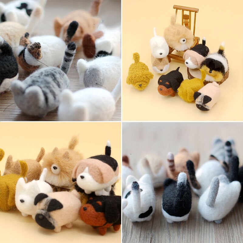 Jiwuo wollen vilten dieren hond puppy handgemaakte vilten knutselset wollen naaldviltset handgemaakte onafgemaakte hondenaccessoires