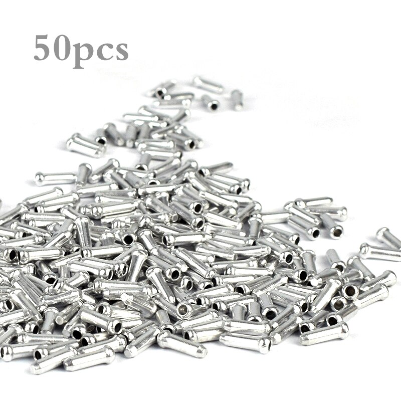 Puntas de Cable interno para palanca de cambios de bicicleta, accesorios de aluminio para bici de montaña, 50 piezas: silver  50pcs