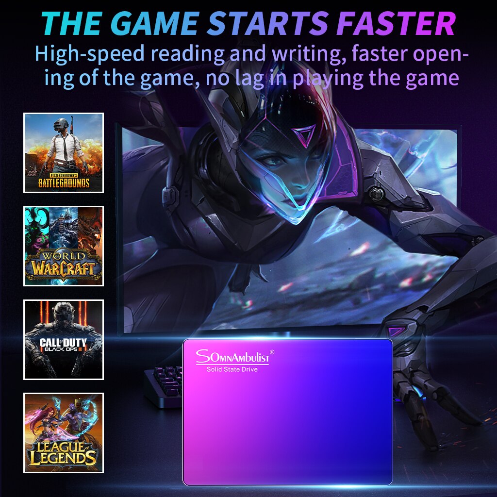 Unità a stato solido SSD blu viola sfumato 480G computer desktop 240G notebook unità a stato solido 2t ad alta velocità 120g 60g