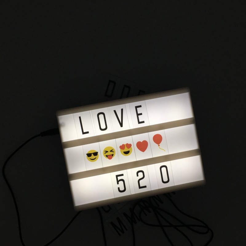 A4 Led Night Light Box with DIY Black Letters Table Lamp A5 A6 Acrylic Cinematic Light Box AA Battery Art Desk Lights