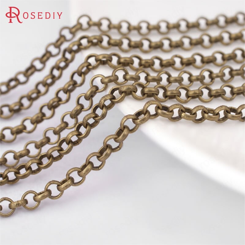 (15900)2 Meters 2MM 3MM 3.8MM Brass Round Link Chains Necklace Chains Jewelry Making Supplies Diy Findings Accessories