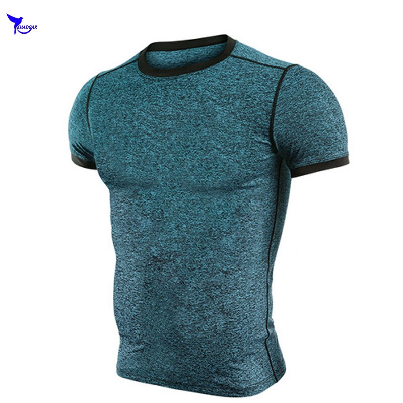 Korte mouwen slim fit heren hardloopshirt snel drogend ademend fitness gym shirt heren sport t-shirt mma rashgard training tops