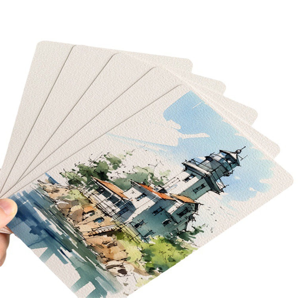 Watercolor paper postcard 300g fine art painting square round watercolor paper in coarse grain wood pulp blank cardboard