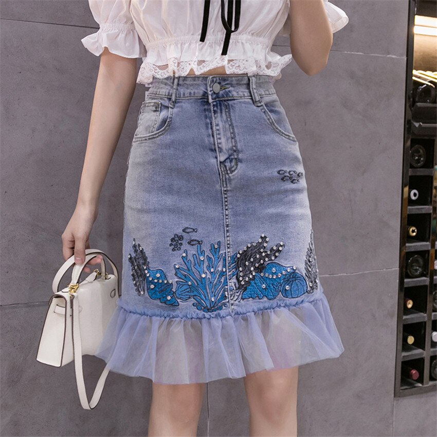 Jupe French Connection Femme – Blanc, Coton, Ligne A, Taille 8 – Broderie Florale – Très Bon état