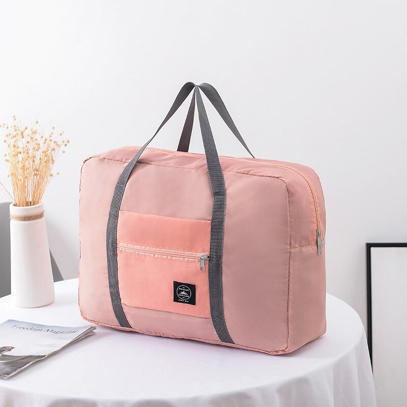 Sac de voyage lvcky, sac de rangement portable, capacité pliable, grande poignée, adapté aux voyages et au shopping , 4 couleurs: Rose