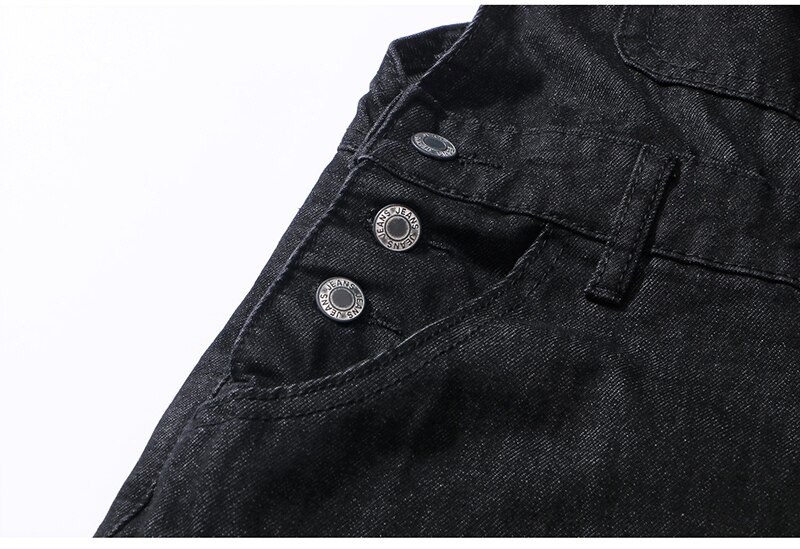 Mono vaquero con eslogan para hombre, peto negro con estampado de letras, ajustado a la , pantalones vaqueros de talla grande,