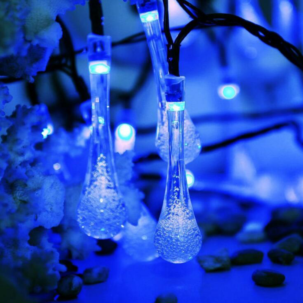 6m Wasser tropfen Solar- Lichterkette führte wasserdichte Außen dekoration Blumenkranz bunte Lichter Gebühr Weihnachten Hochzeits feier g