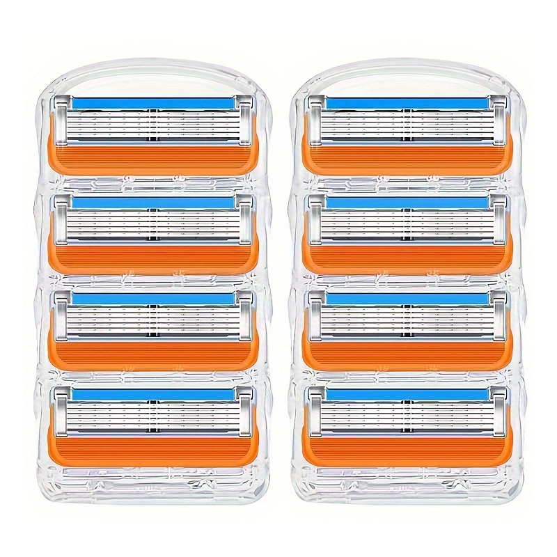 4/8 stuks handmatig scheermes voor mannen, vijf lagen mesjes, zonder meshouder, roestvrijstalen scheermesjes, geen huidbeschadiging, ouderwets scheermes: Blauw