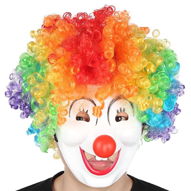Halloween Disco Clown Curly Afro Circus Fancy Dress Hair Wigs Xmas Party Costume