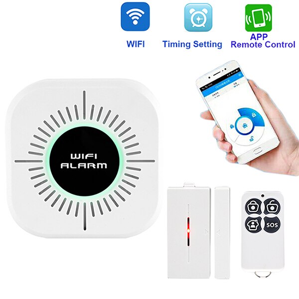 Wifi hjemmealarmsystem kits app kontrol android ios hjem sikkerhed sikkert system med pir sensor dør vindue detektor alarm sensor: B