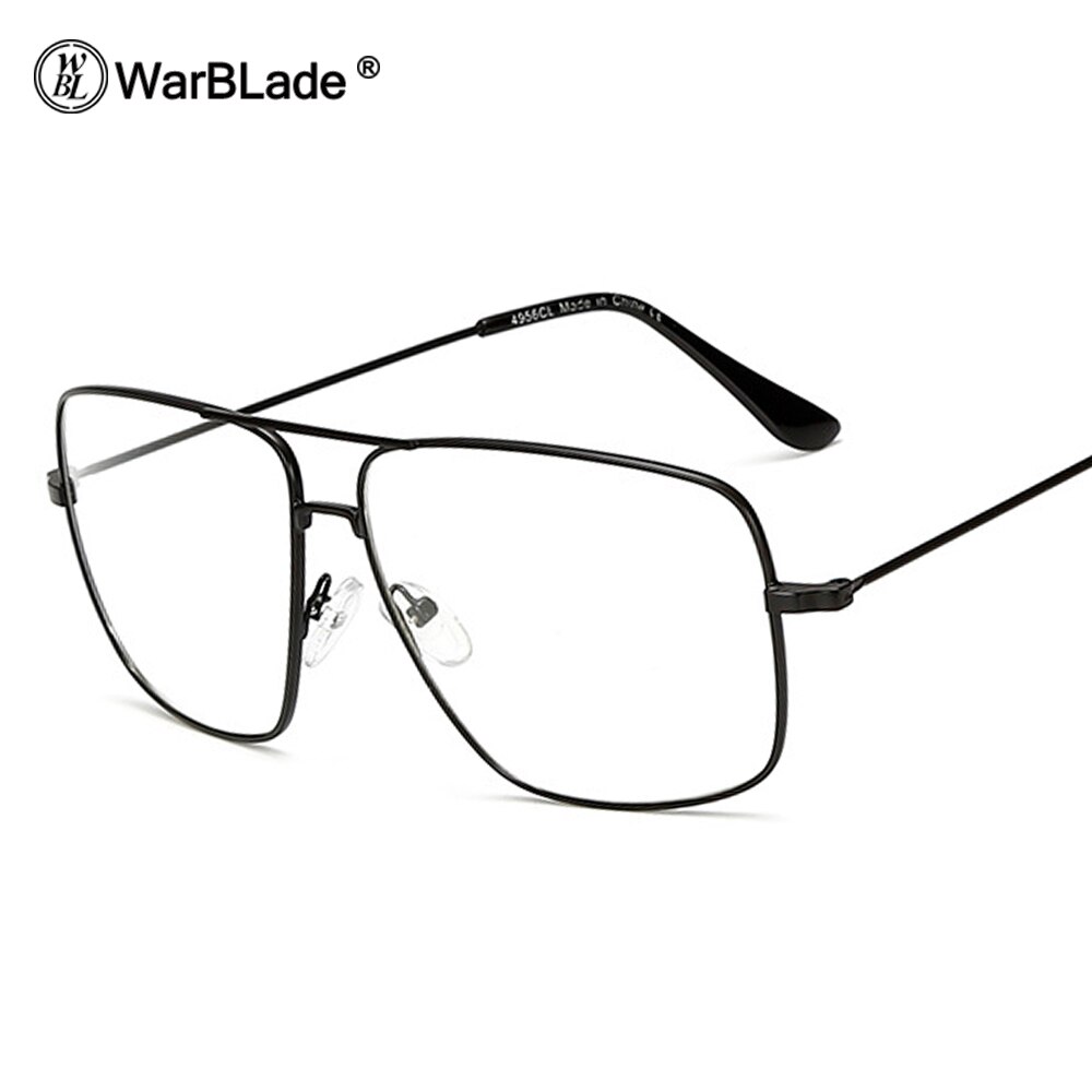 WarBLade, gafas Retro finas doradas, para hombre y mujer, lentes ópticas de aleación de Metal, gafas planas, gafas ópticas para hombre, ultraligeras: black