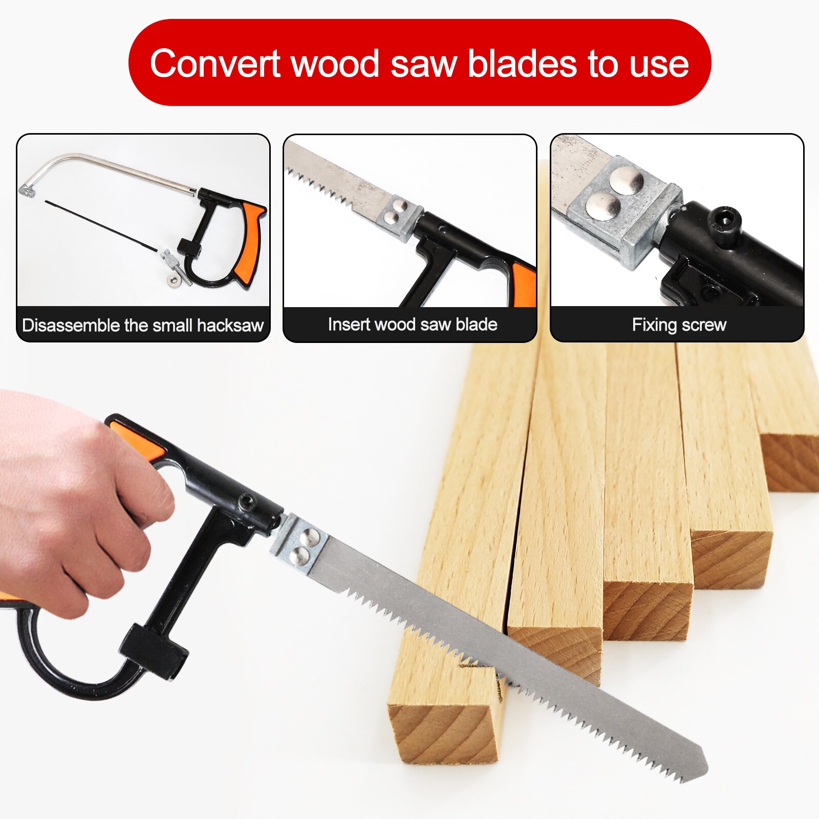 Saw Multi Purpose Hand Saw DIY Steel Metal Wood Glass Saw Kit 6 Blades Woodworking Metalworking Model Hobby Tool