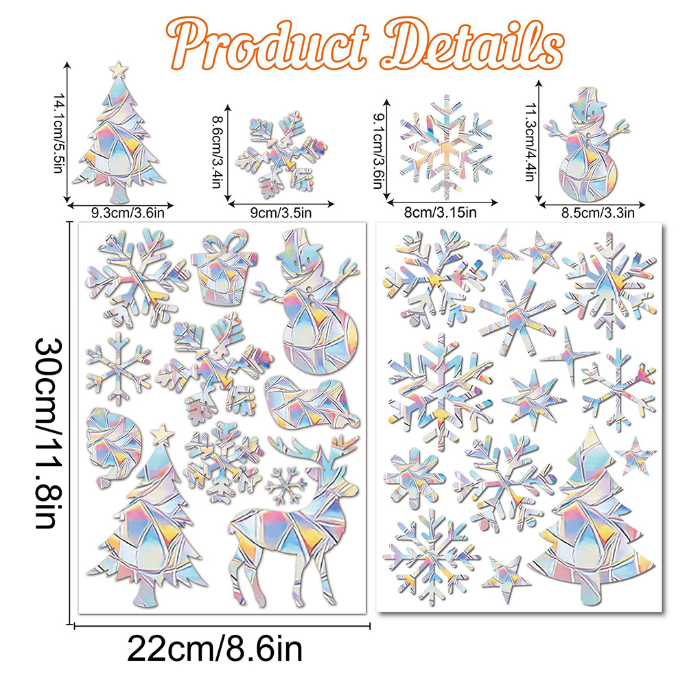 Window Stickers Colorful Static Glass Stickers Home Decoration Winter Snowflake Xmas Elk Christmas Window Stickers: Default Title