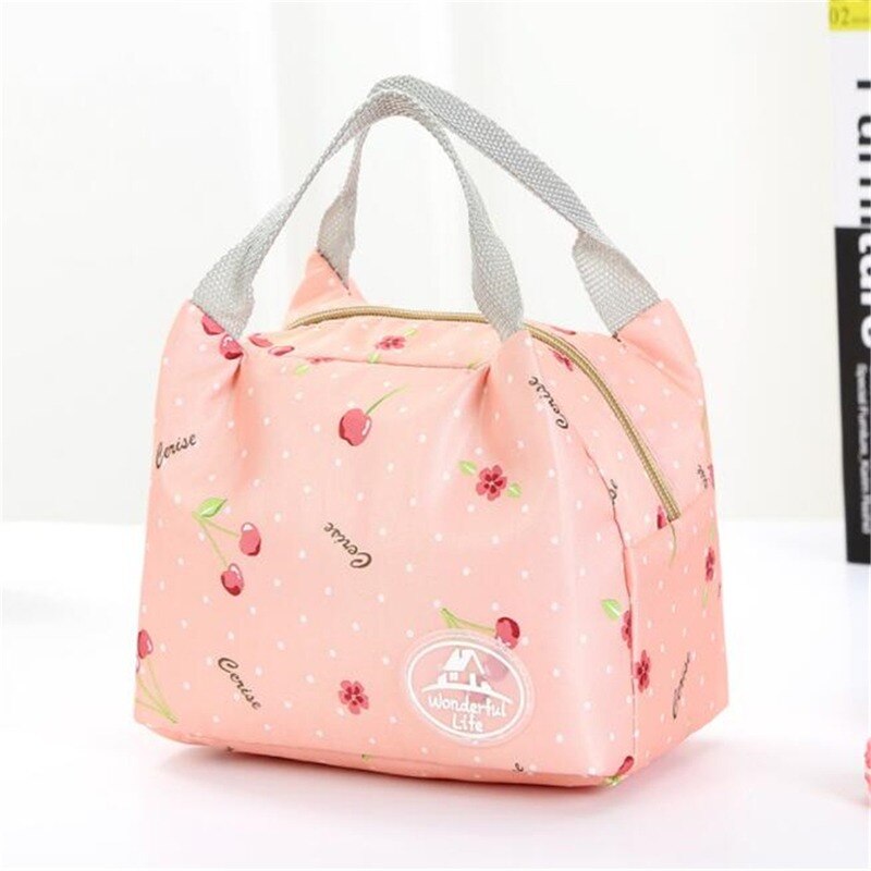 Neueste Lunch Bag Isolierte Kalten Leinwand Streifen Picknick Tragen Fall Thermische Tragbaren Mittagessen Box Frauen Kinder Männer Lunch Box Tasche tote
