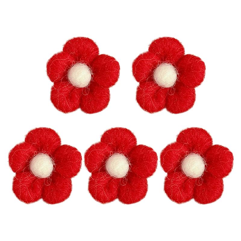 Broche de fieltro en forma de flor para niños, alfileres adorables con broche para niños, ropa de ramillete, 5 uds.: Red