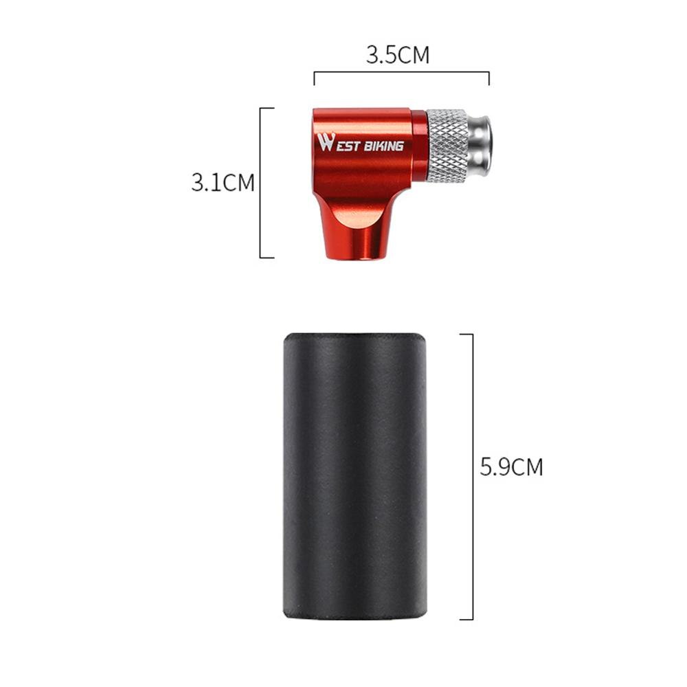 West bikihg fiets  co2 cartridge kop draagbare luchtfles mtb fiets luchtpomp accessoires voor schrader presta ventiel universeel: Rood