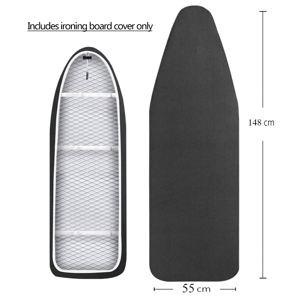 Cotton Ironing Board Cover Large Printed Ironing Board Cover Protective Non-slip Thick Colorful for Home Cleaner 148x55cm: black