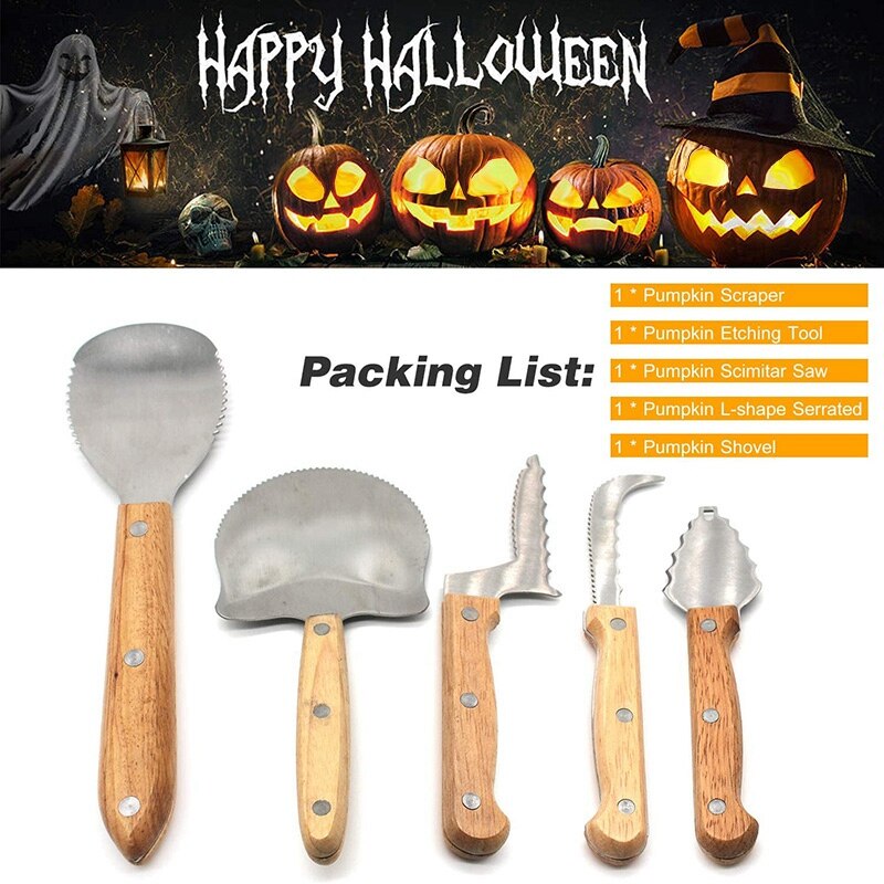 5Pcs Pumpkin Carving Kit,Stainless Steel Carve Sculpt Tools Set for Halloween Cutting Sculpting Tools