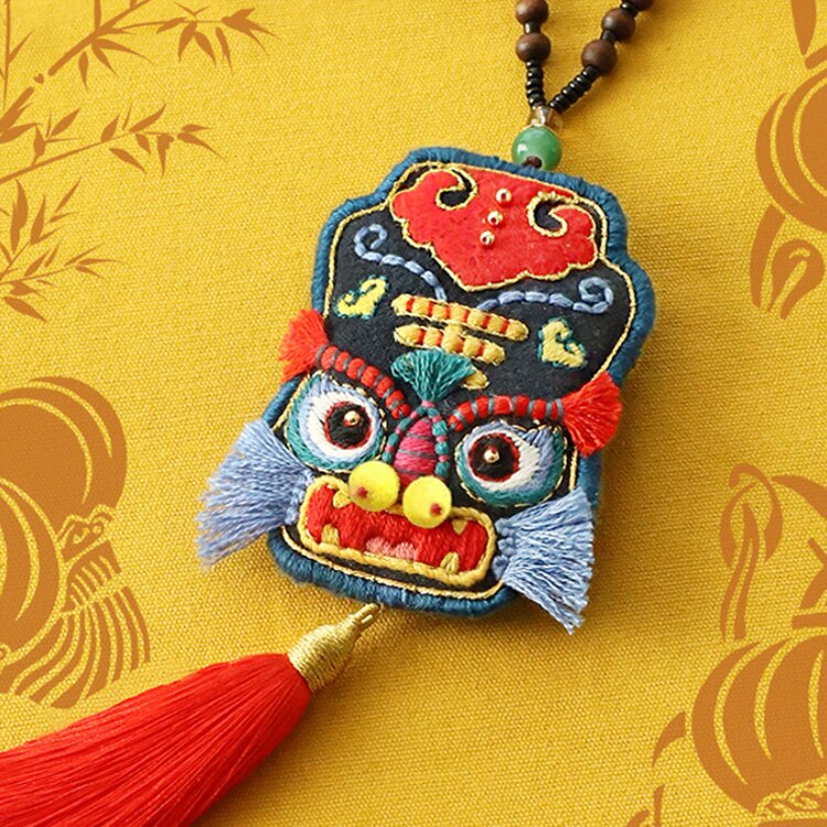 Kit de broderie Style chinois bricolage | Amulette avec cerceau, ensemble de points de croix Tyro faciles à coudre, de couture fait main pour débutant: a with hoop